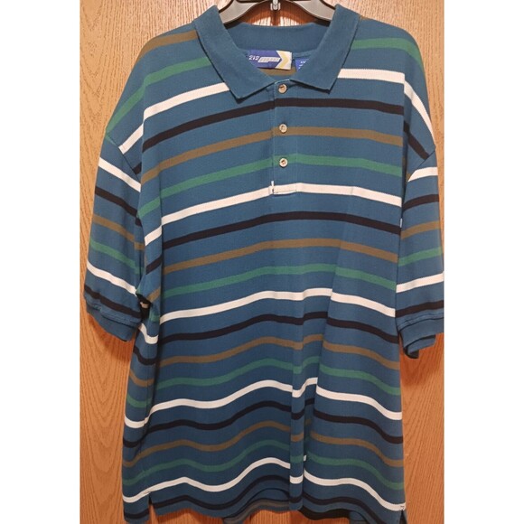 (3)-NYC (Polo Striped Shirts)-(Black/Gray)-(Brown/White)-(Green/Blue)-(4XL)-$40 - Picture 9 of 12
